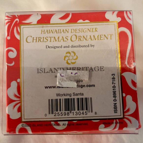 Island Heritage Hawaiian “Working Santa” Christmas Ornament Hand Painted Resin - Picture 7 of 12